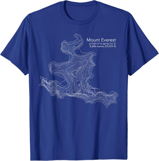 Everest Topographic Map - Mount Everest Gift T-Shirt - T-Shirt | Royal
