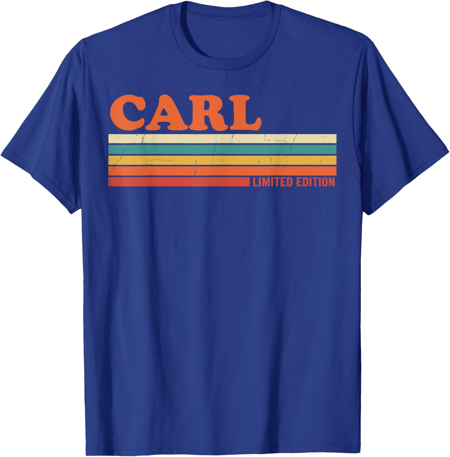 Carl Retro Personalized First Name Vintage Stripes T-Shirt - T-Shirt | Royal