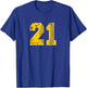 Baseball Softball Number #21 Yellow Birthday Lucky Number T-Shirt - T-Shirt | Royal