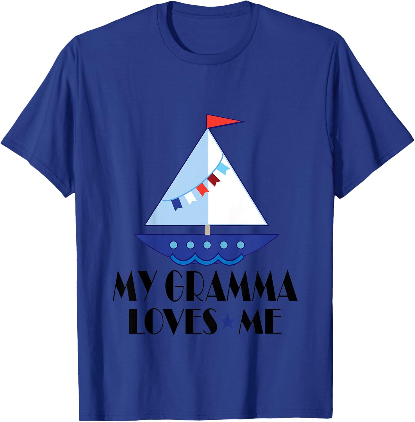 Kids My Gramma Loves Me Grandson Sailboat T-Shirt - T-Shirt | Royal