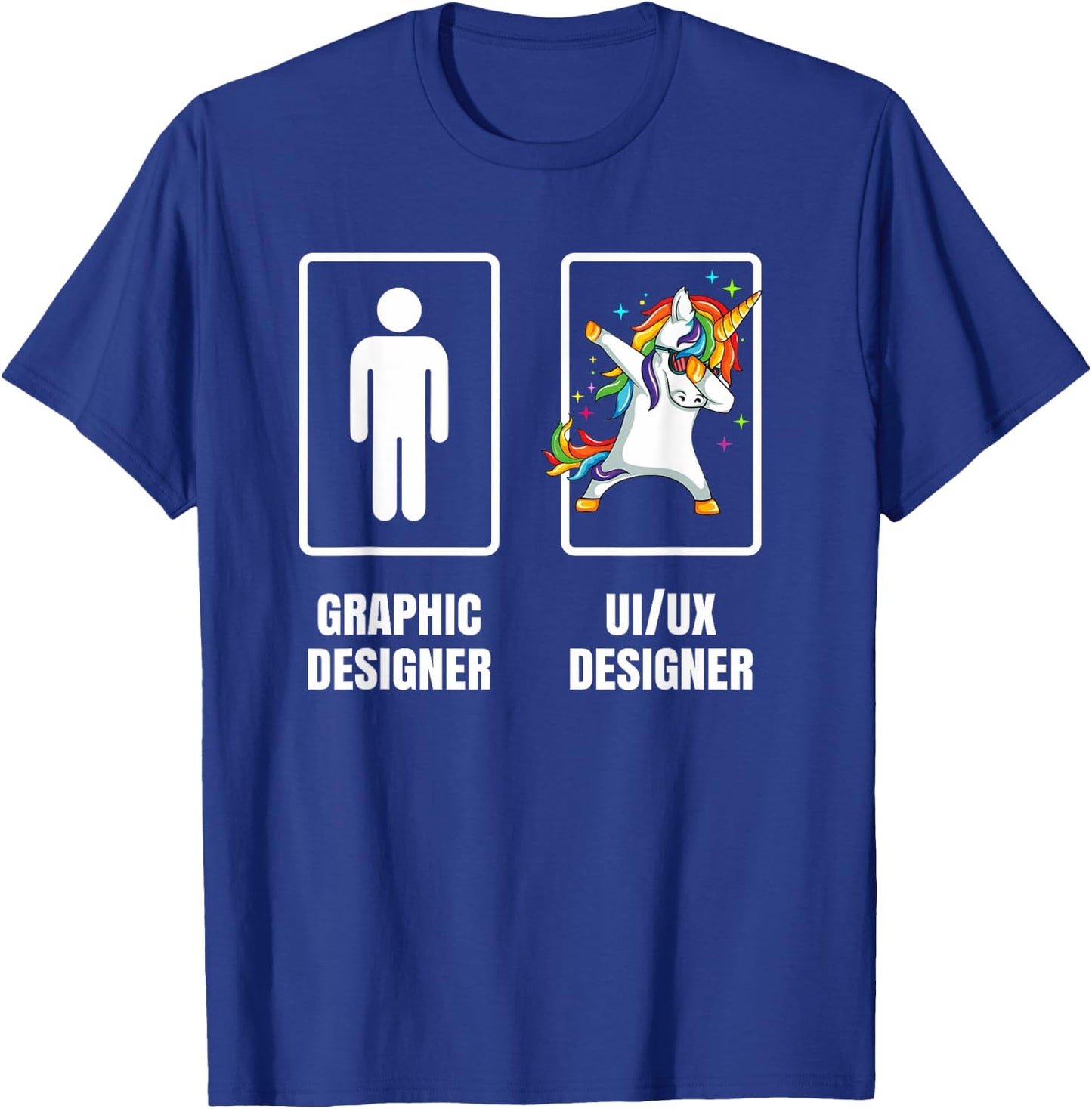 Dabbing Unicorn Graphic Designer UI UX Designer Illustration T-Shirt - T-Shirt | Royal