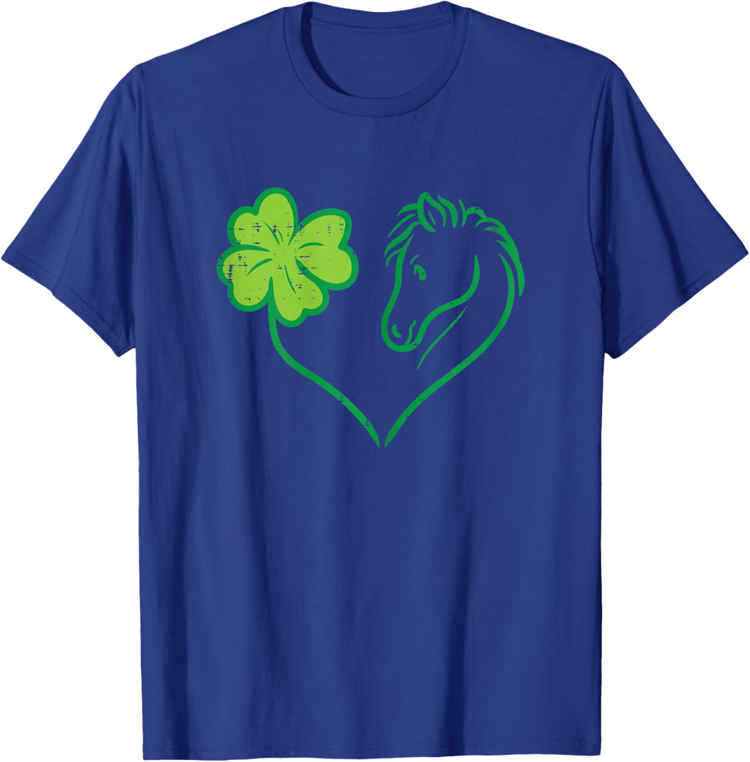 Shamrock Heart Horse Clover St Patricks Day Women Girls Gift T-Shirt - T-Shirt | Royal