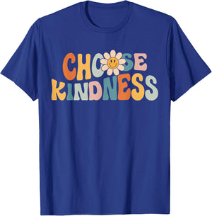 Choose Kindness - Retro Groovy Daisy Be Kind Inspirational T-Shirt - T-Shirt | Royal
