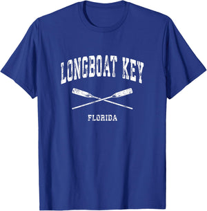 Longboat Key Florida Vintage Nautical Crossed Oars T-Shirt - T-Shirt | Royal