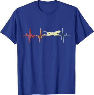 Vintage Airplanes Heartline Aviation Lover T-Shirt - T-Shirt | Royal