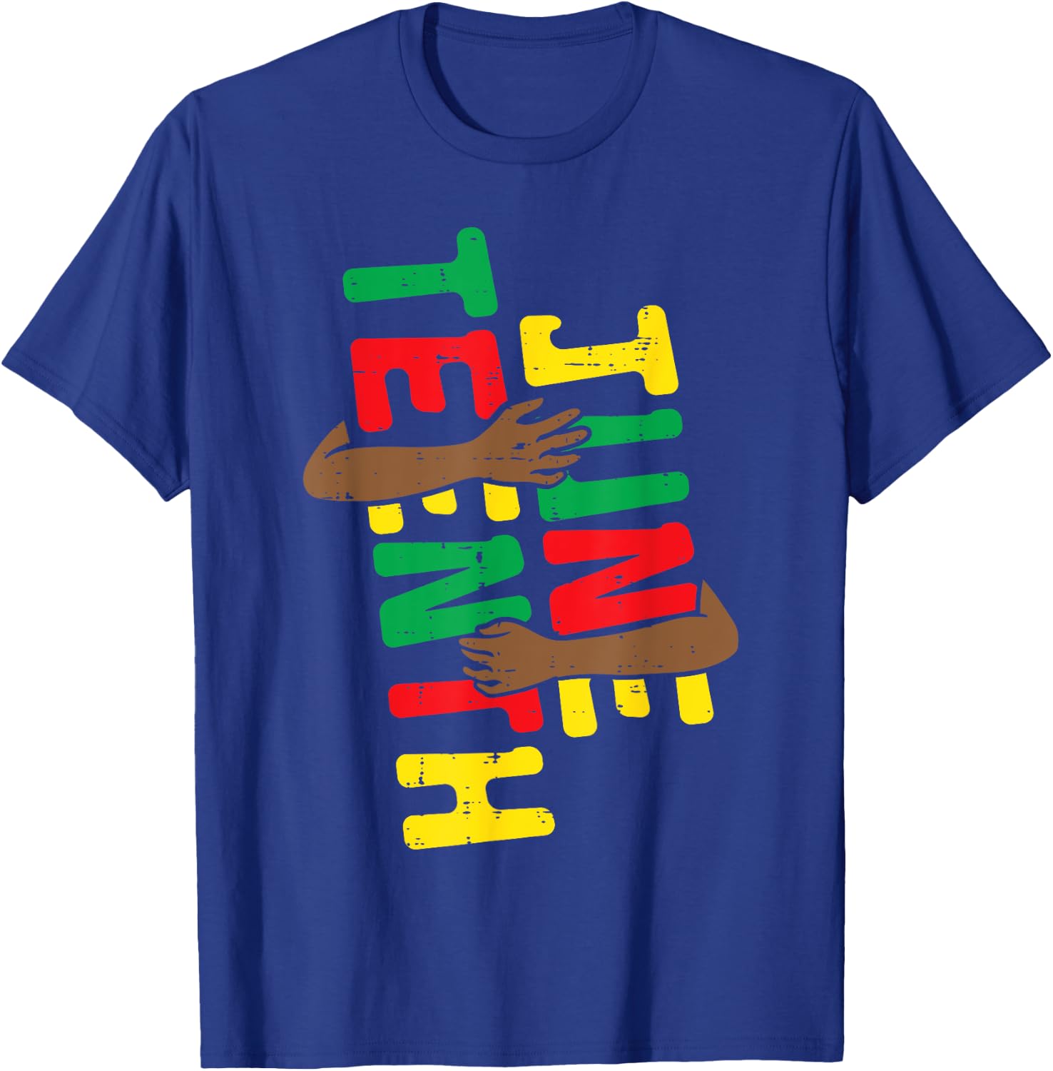June Teenth Hug Arm Juneteenth June 19th 1865 Men Women Kids T-Shirt - T-Shirt | Royal