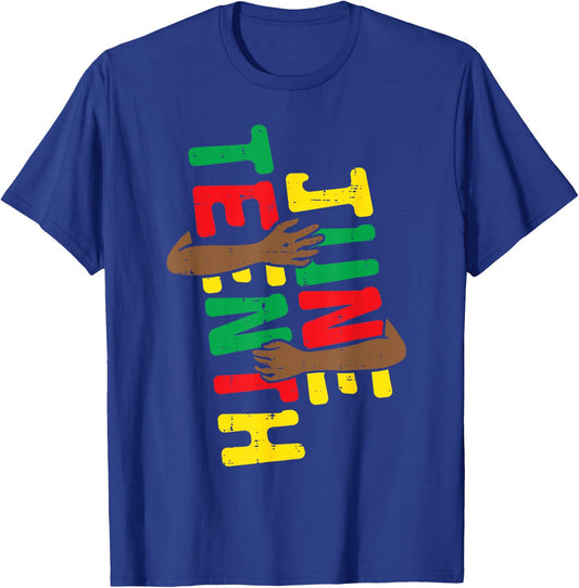 June Teenth Hug Arm Juneteenth June 19th 1865 Men Women Kids T-Shirt - T-Shirt | Royal