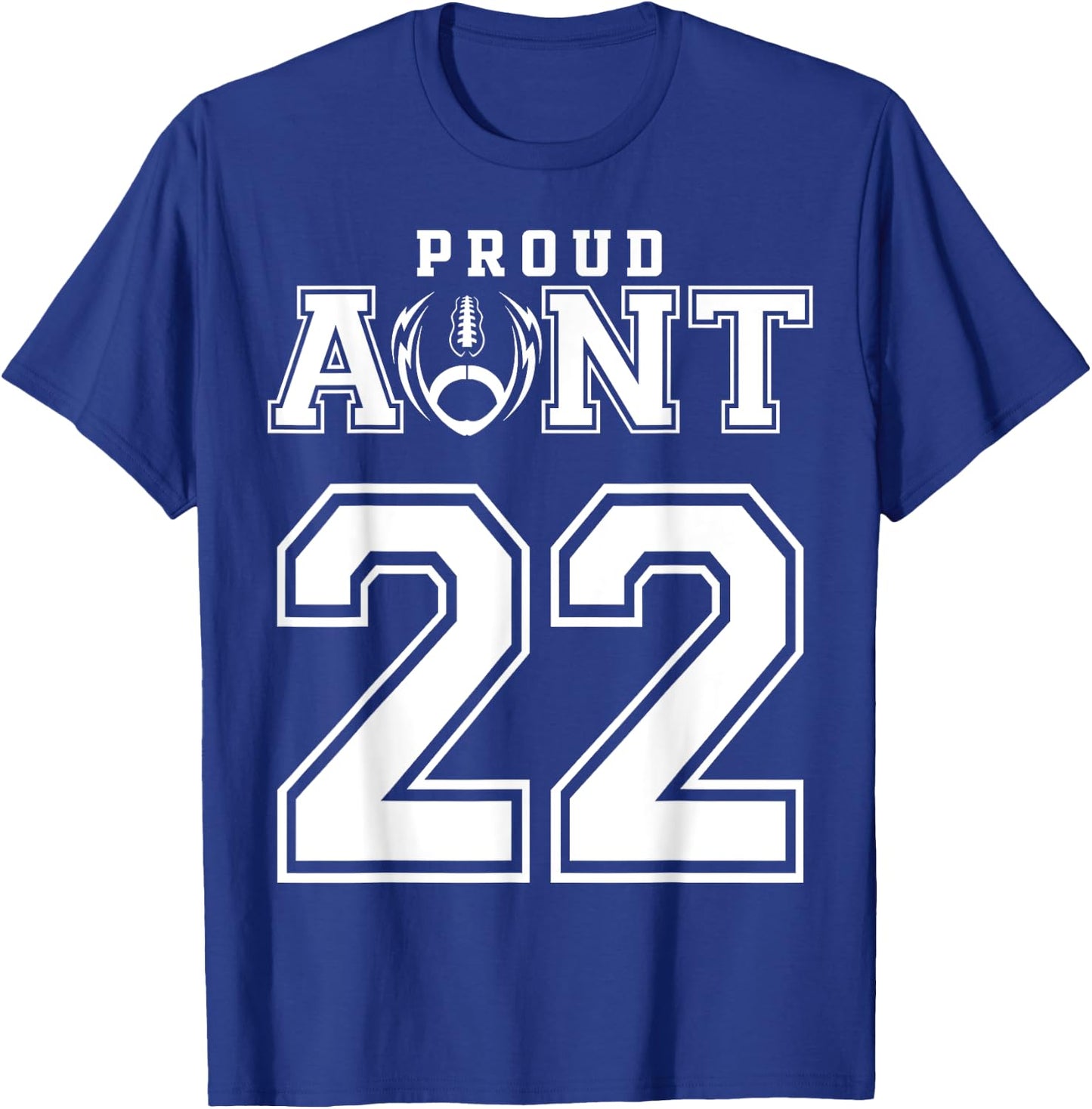 Custom Proud Football Aunt Number 22 Personalized T-Shirt - T-Shirt | Royal