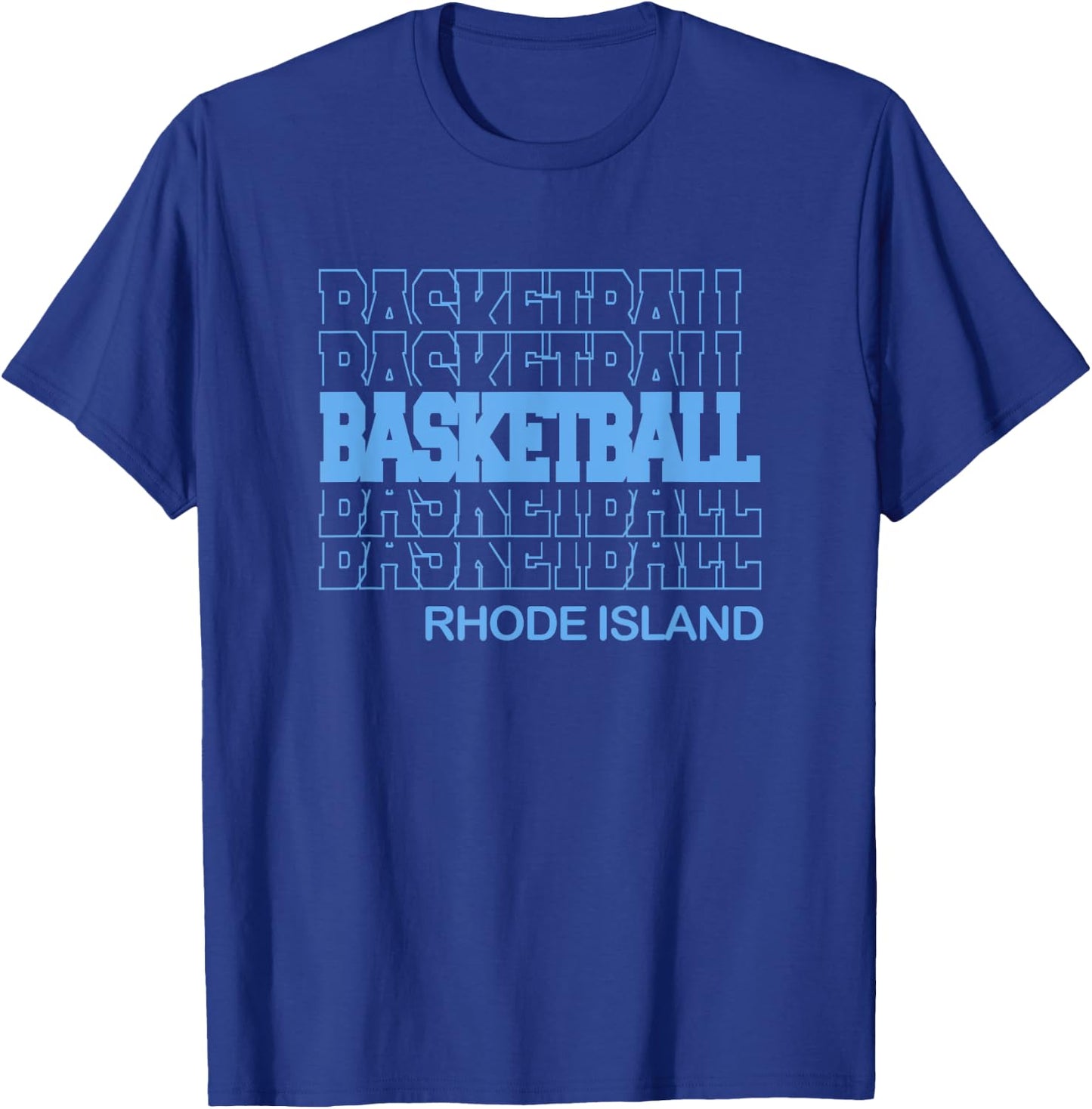 Basketball Rhode Island in Modern Stacked Lettering T-Shirt - T-Shirt | Royal