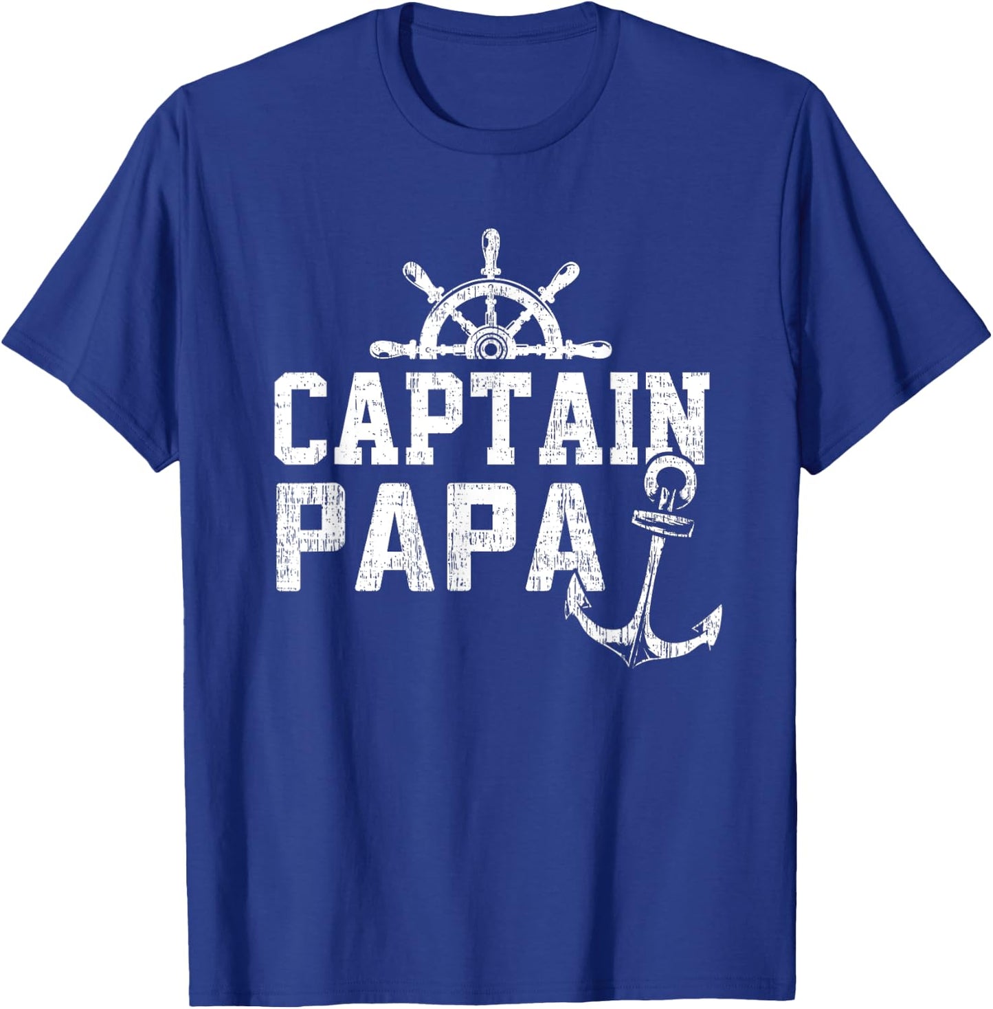 Captain Papa Pontoon Boating Fishing Lake Sailing Family T-Shirt - T-Shirt | Royal