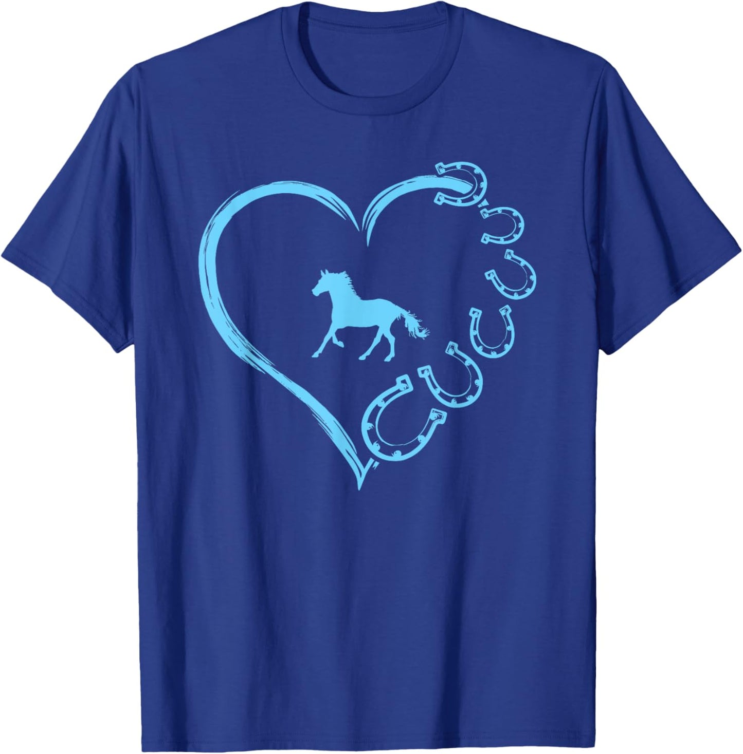 Funny Horseshoe Heart Cute Horse Mom Horseback Riding T-Shirt - T-Shirt | Royal