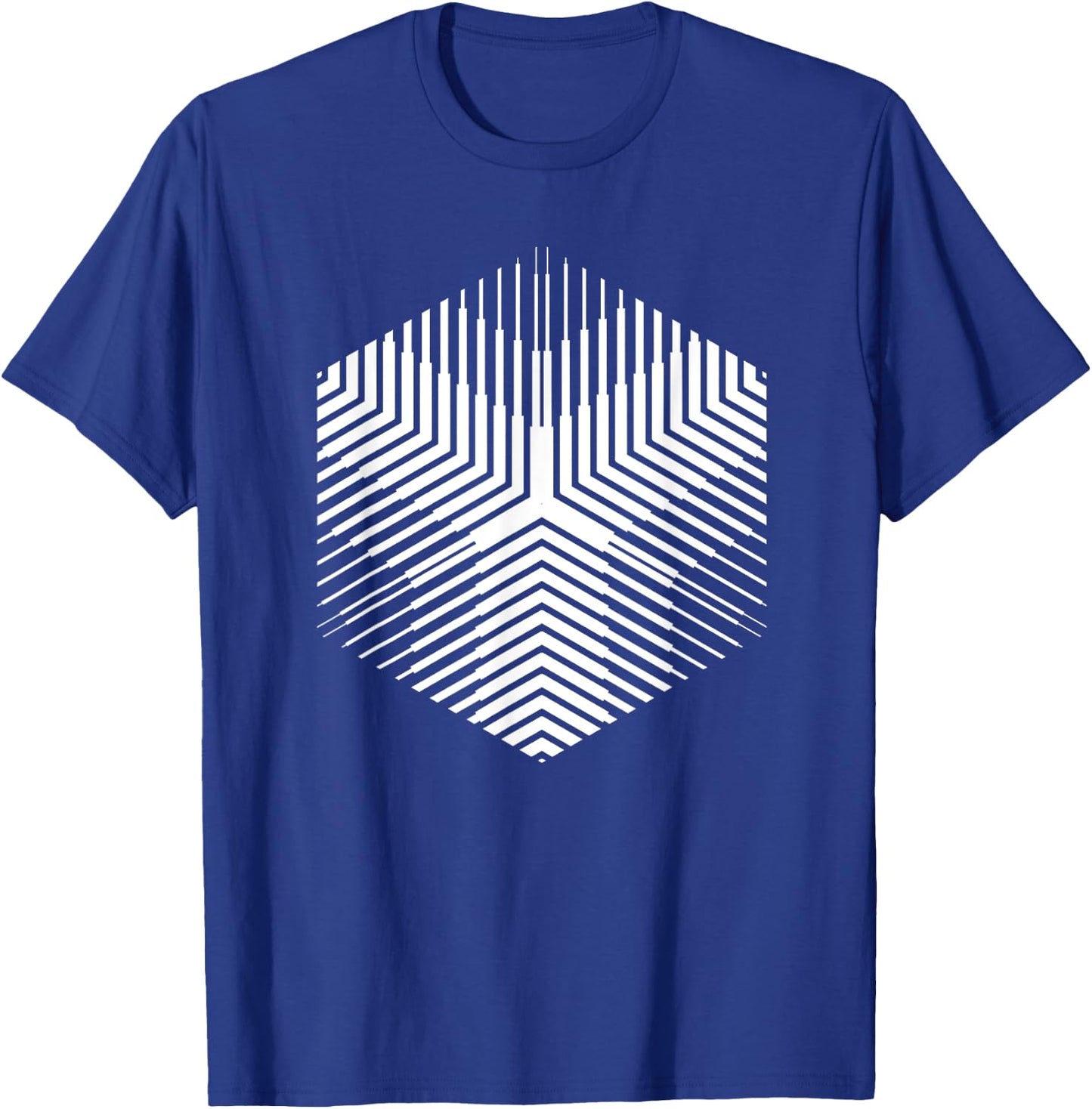 Hexagon Sacred Geometry Line Blackwork T-Shirt - T-Shirt | Royal