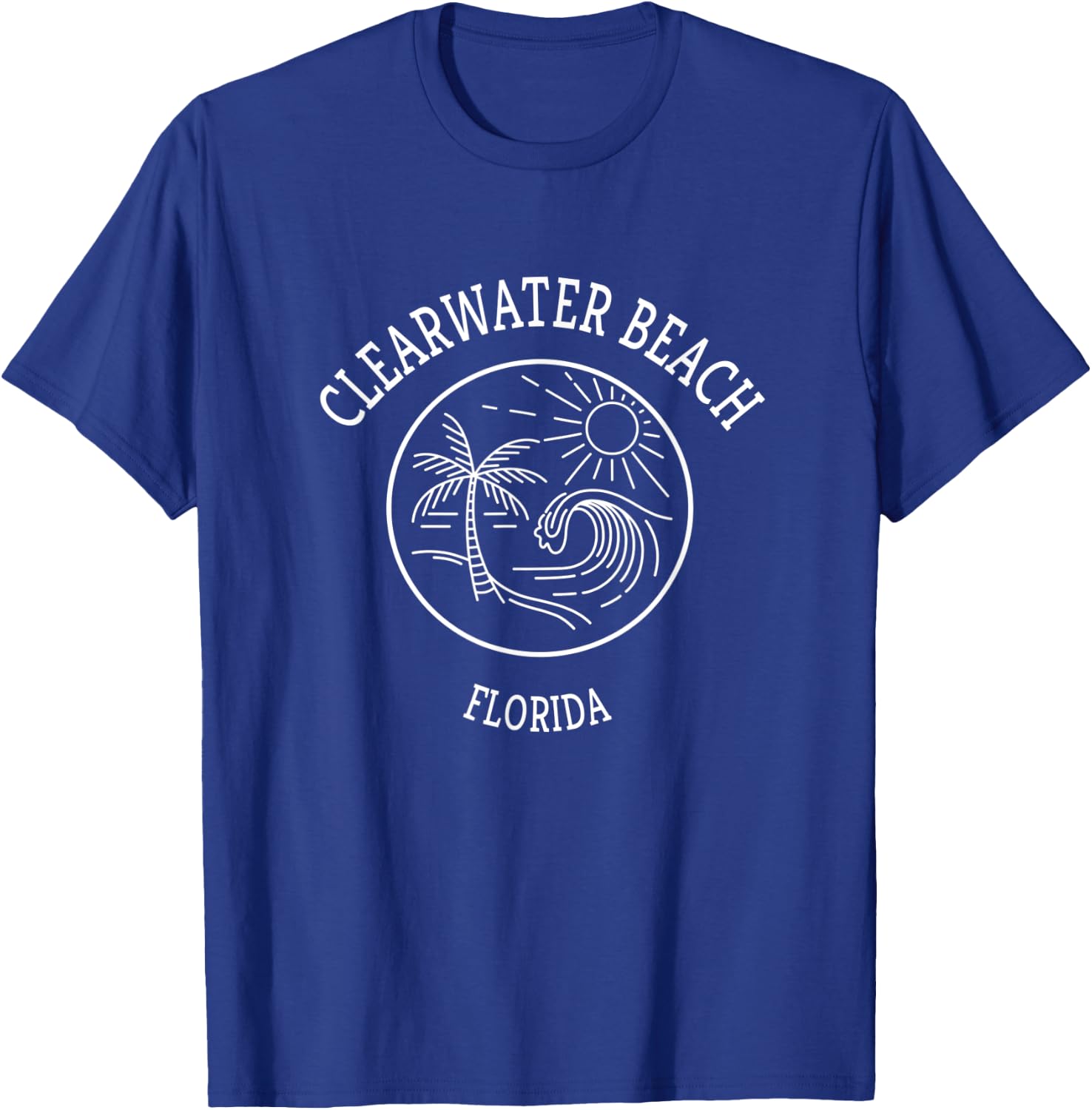 Clearwater Beach Florida Retro Seascape Novelty Art Design Men Women T-Shirt - T-Shirt | Royal