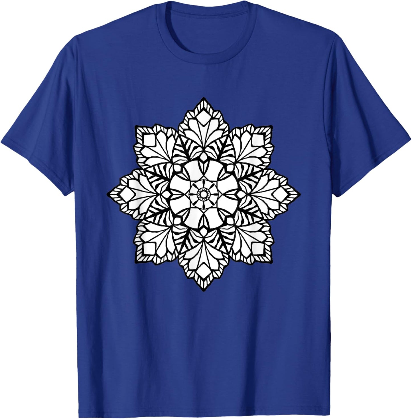 Flower Mandala, Wood Carving Colorable gift T-Shirt - T-Shirt | Royal
