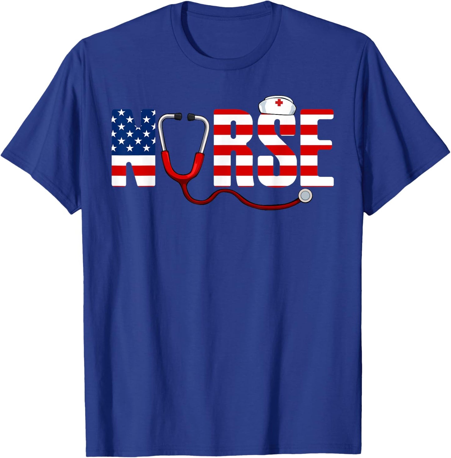 Nurse 4th Of July Cool Stethoscope Patriotic American Flag Kids Men T-Shirt - T-Shirt | Royal