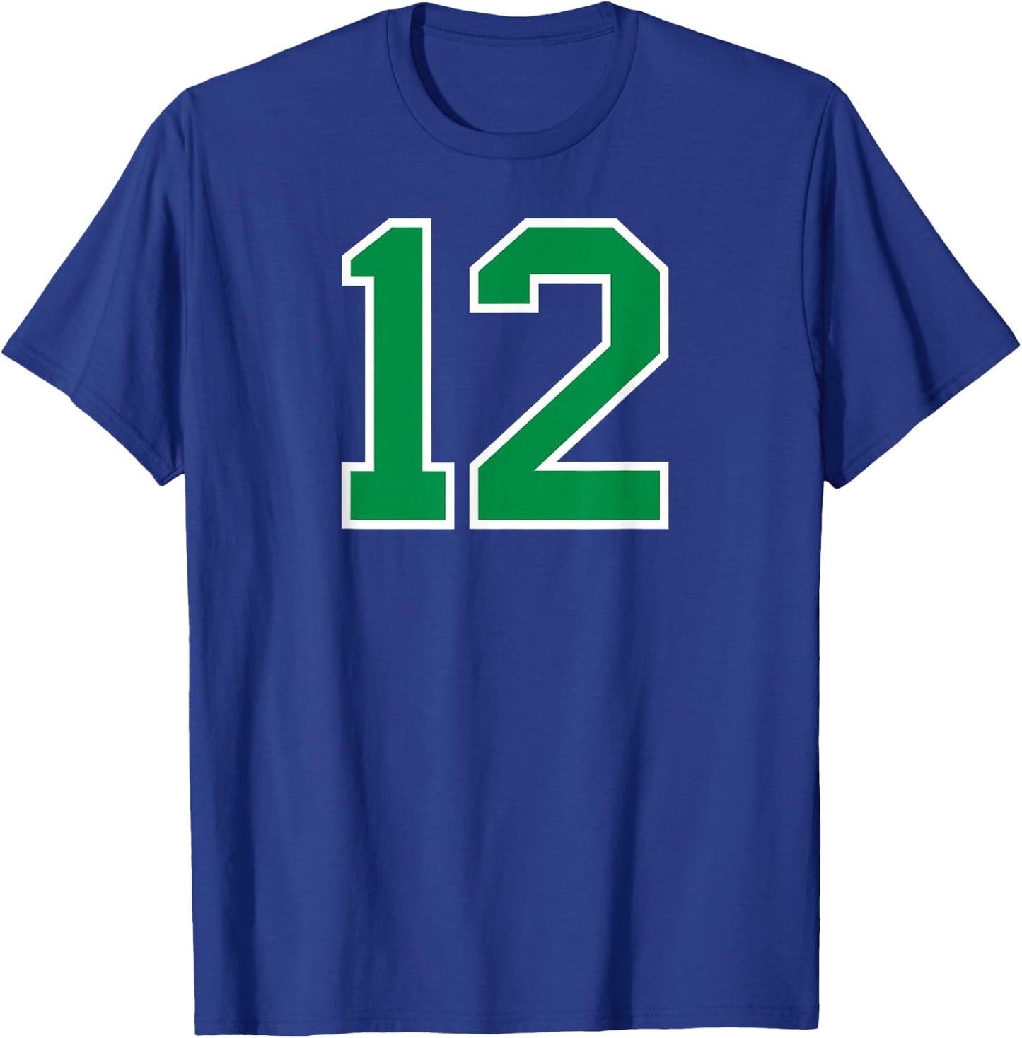 Number #12 Sport Green Varsity Number T-Shirt - T-Shirt | Royal