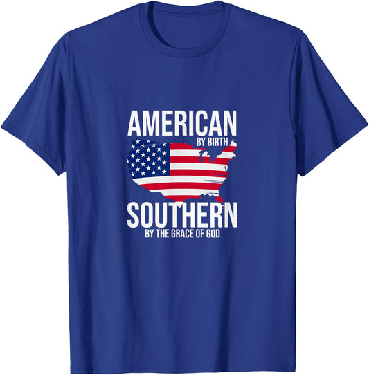 Southern By The Grace of God American By Birth Southland Map T-Shirt - T-Shirt | Royal