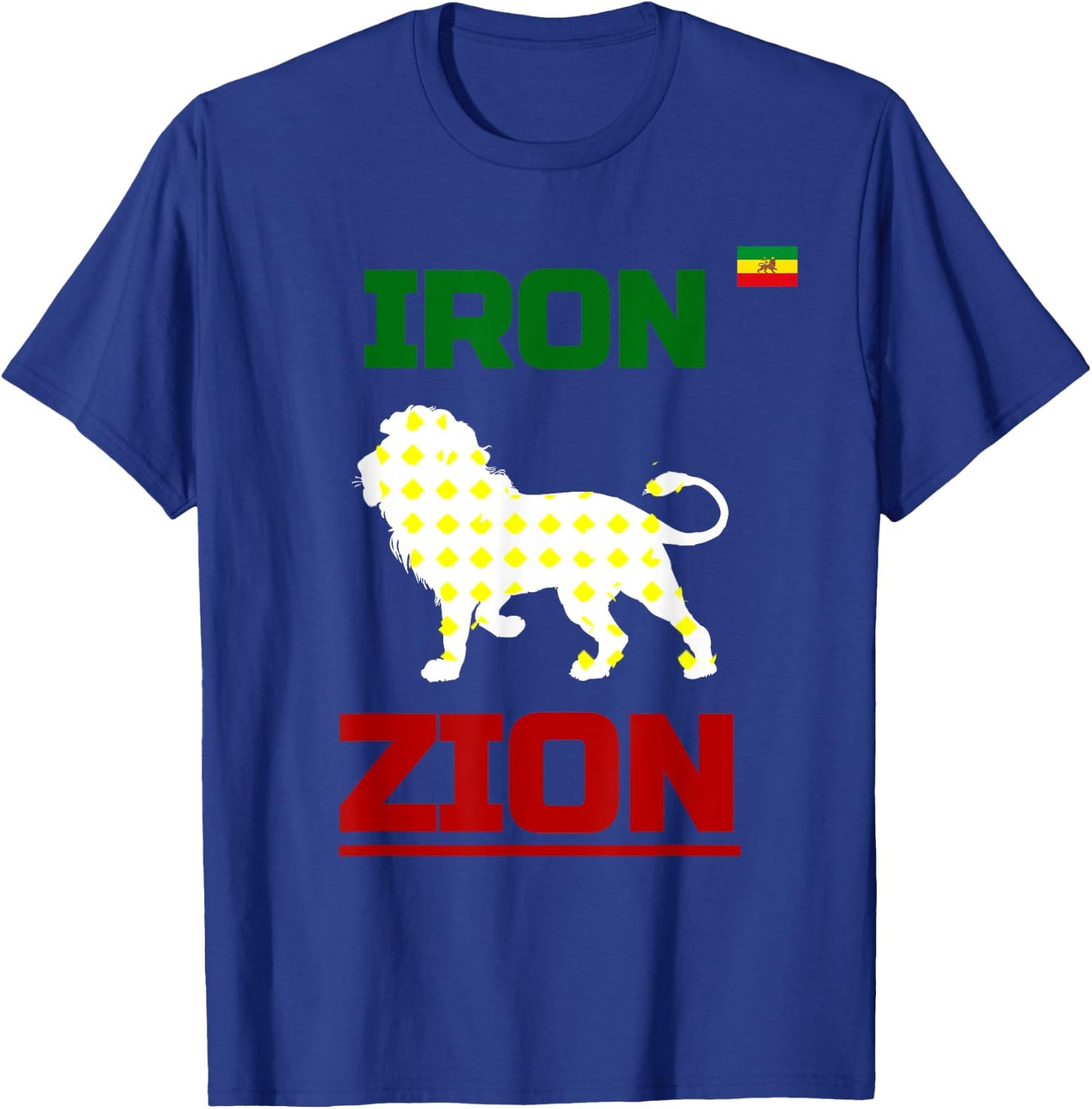 Ethiopian Flag In Heart, Iron, Lion, Zion, Rasta Flag T-Shirt - T-Shirt | Royal