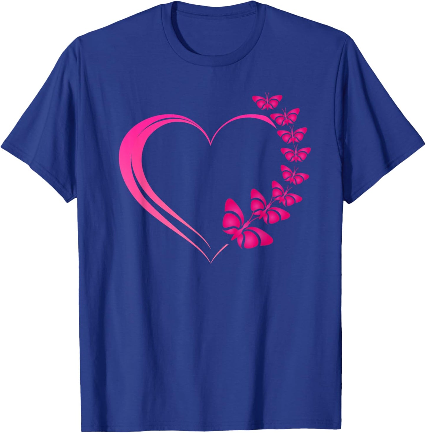 Hot Pink Heart with Pink Butterflies and Girls T-Shirt - T-Shirt | Royal