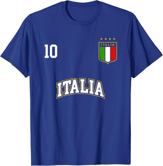 Italia Team Sports Number 10 Italy Soccer Italian Flag T-Shirt - T-Shirt | Royal