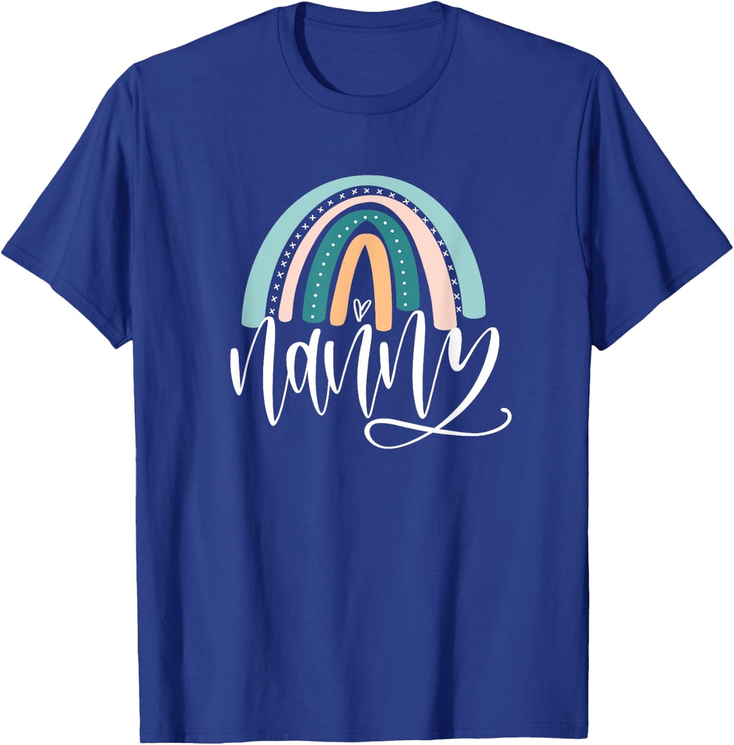 June & Lucy Women's Rainbow Nanny & Heart Modern Letter Print , Grey, Small, Short Sleeve, Pull On, Classic Fit T-Shirt - T-Shirt | Royal