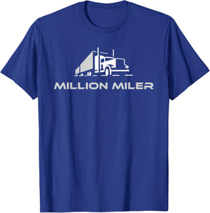 Million Miler Trucker Milestone Semi Truck 18 Wheel T-Shirt - T-Shirt | Royal