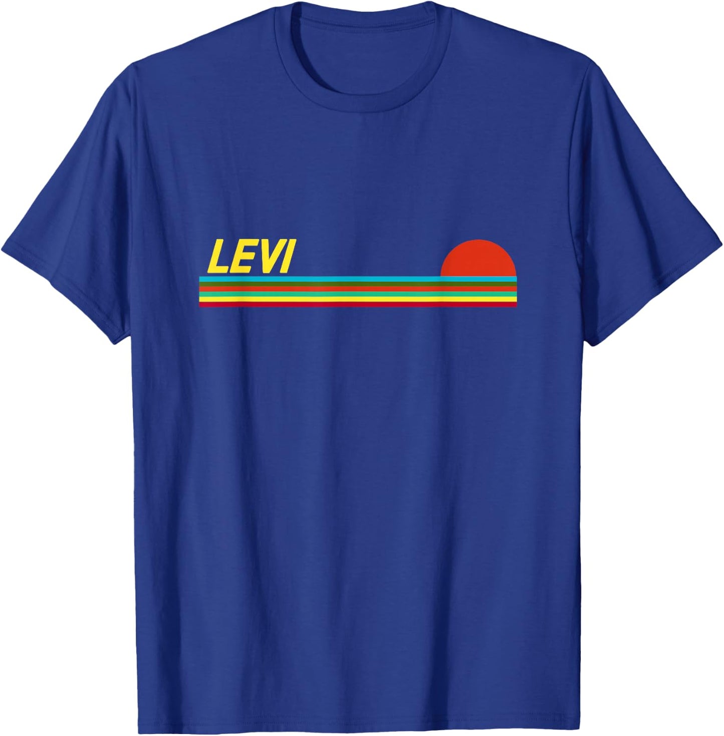 Levi First Name Logo Retro Sunset Surfer Style Levi T-Shirt - T-Shirt | Royal