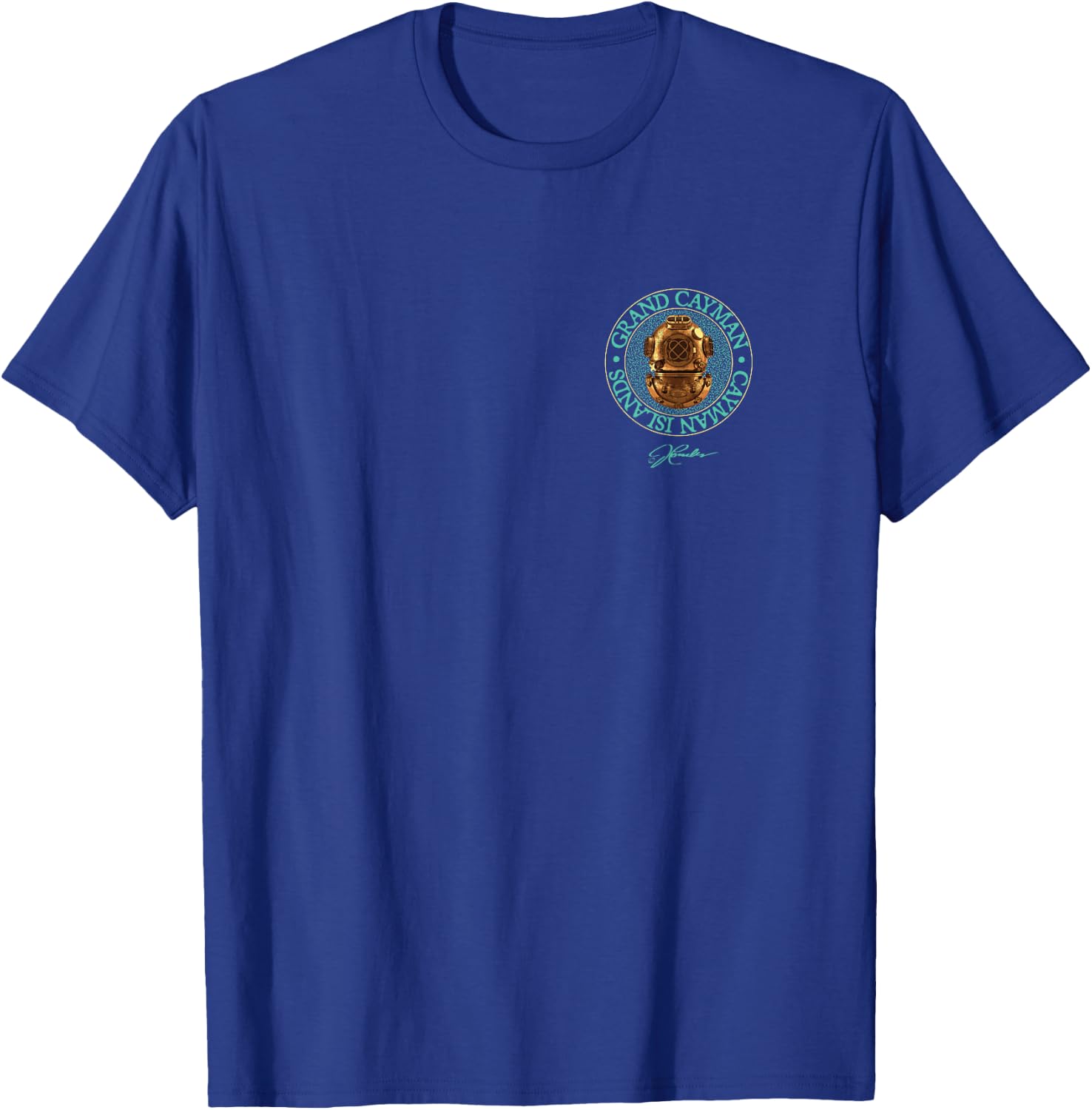 JCombs: Grand Cayman Vintage Dive Helmet (2-Sided) T-Shirt - T-Shirt | Royal