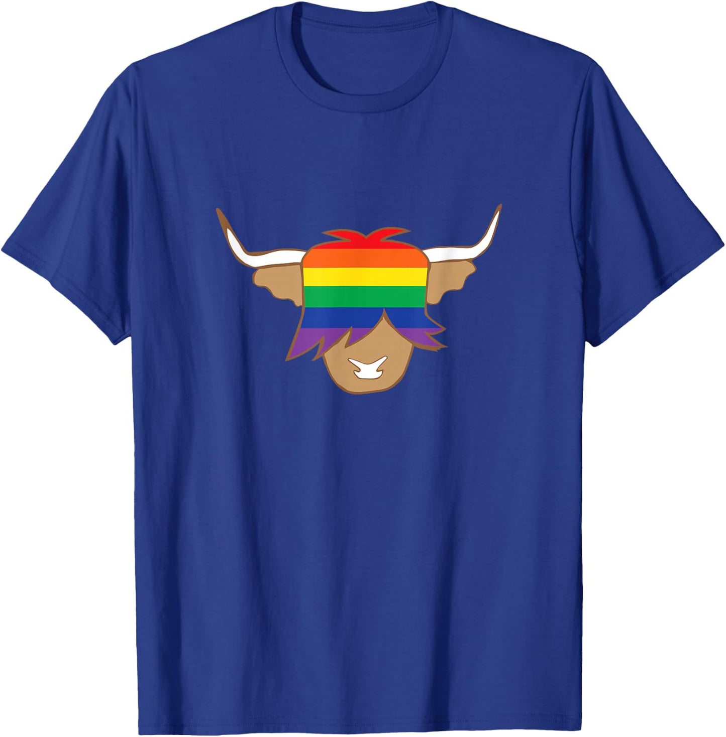 Cute Gay Pride Shirt LGBT flag scottish highland cow t shirt T-Shirt - T-Shirt | Royal