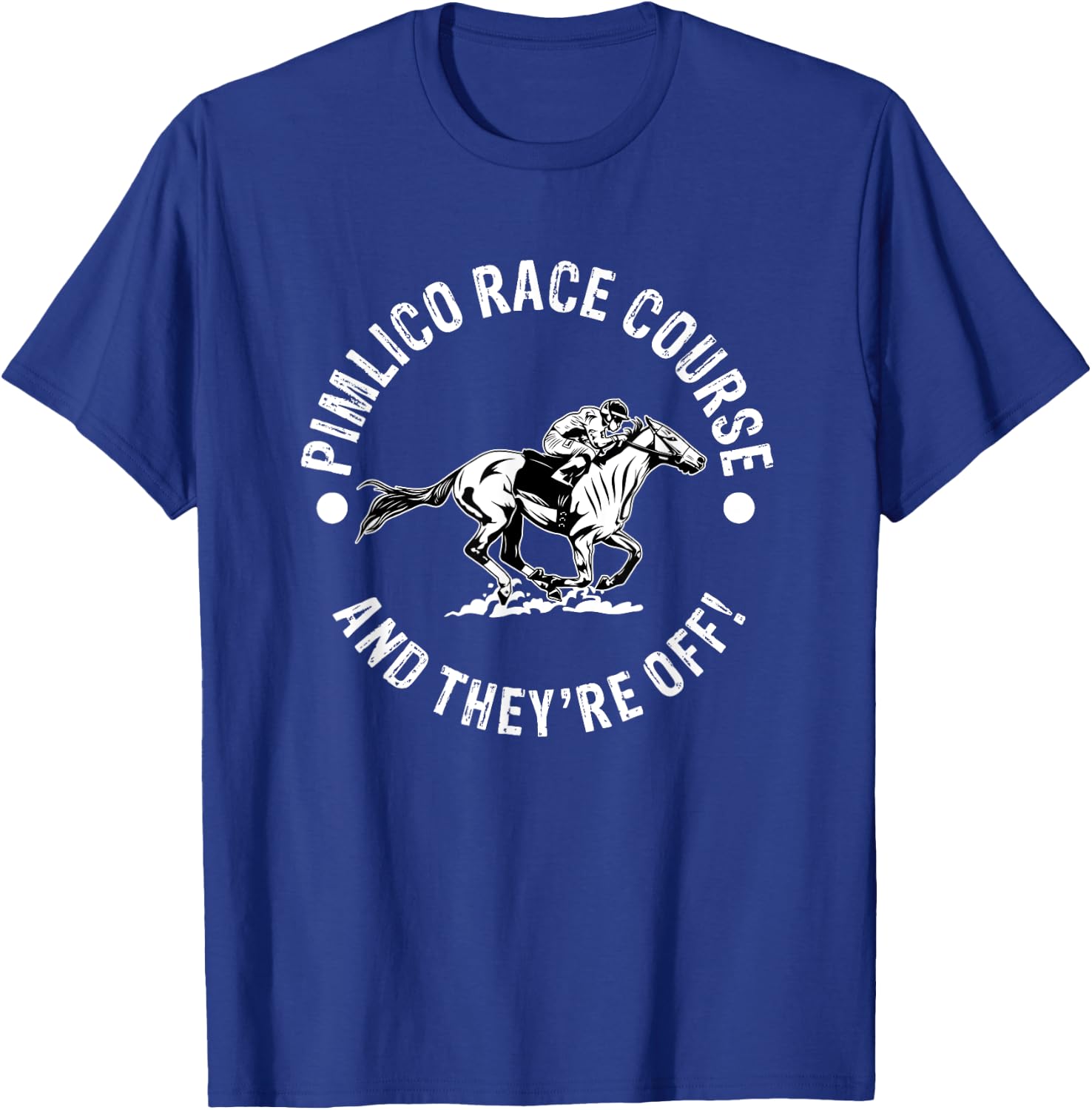 Pimlico Race Course Horse Racing Racer Equestrian MD Derby T-Shirt - T-Shirt | Royal