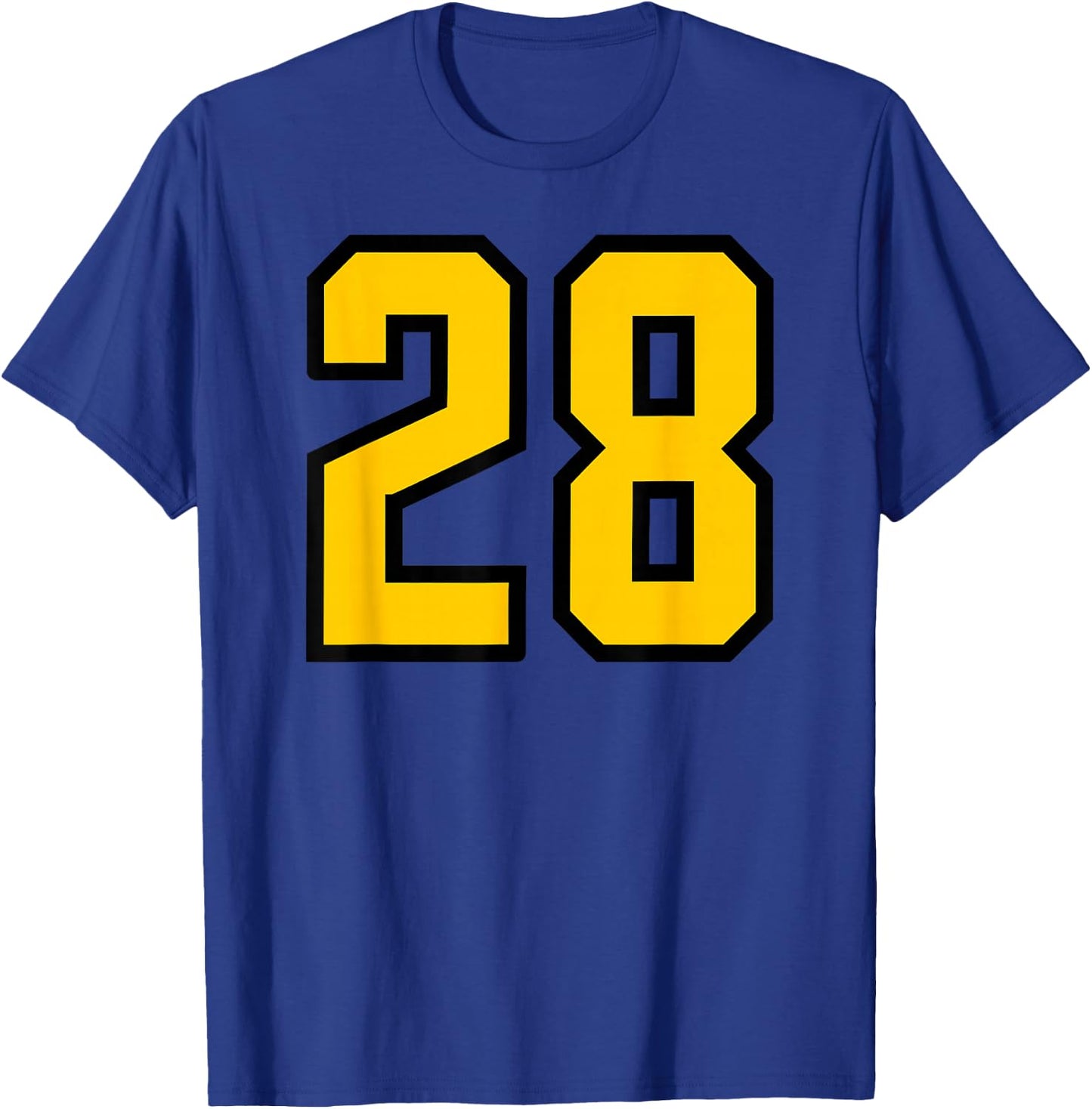 Number #28 Yellow Black Number T-Shirt - T-Shirt | Royal