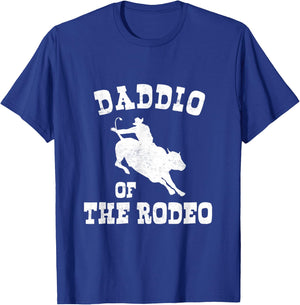 Daddio Of The Rodeo Fathers Day Cowboy Horse Bull Rider Dad T-Shirt - T-Shirt | Royal
