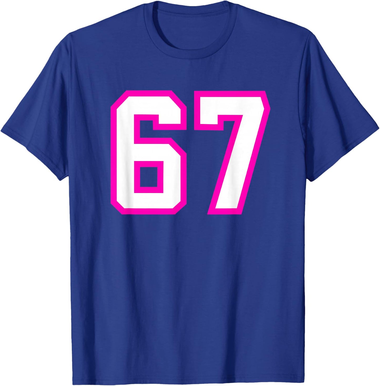 Pink White Sports Team Number #67 T-Shirt - T-Shirt | Royal