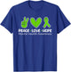 Peace Love Hope Mental Health Awareness Green Ribbon Funny T-Shirt - T-Shirt | Royal