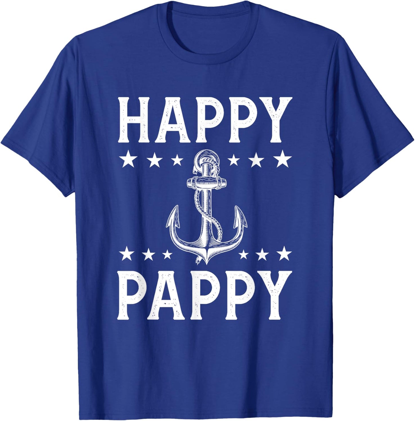 Happy Pappy Anchor Star Captain Grandpa Sailor Pontoon Boat T-Shirt - T-Shirt | Royal