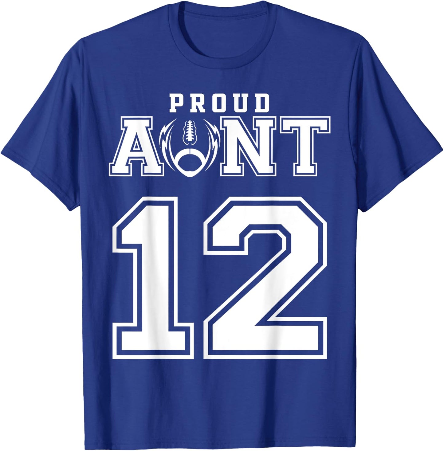 Custom Proud Football Aunt Number 12 Personalized T-Shirt - T-Shirt | Royal