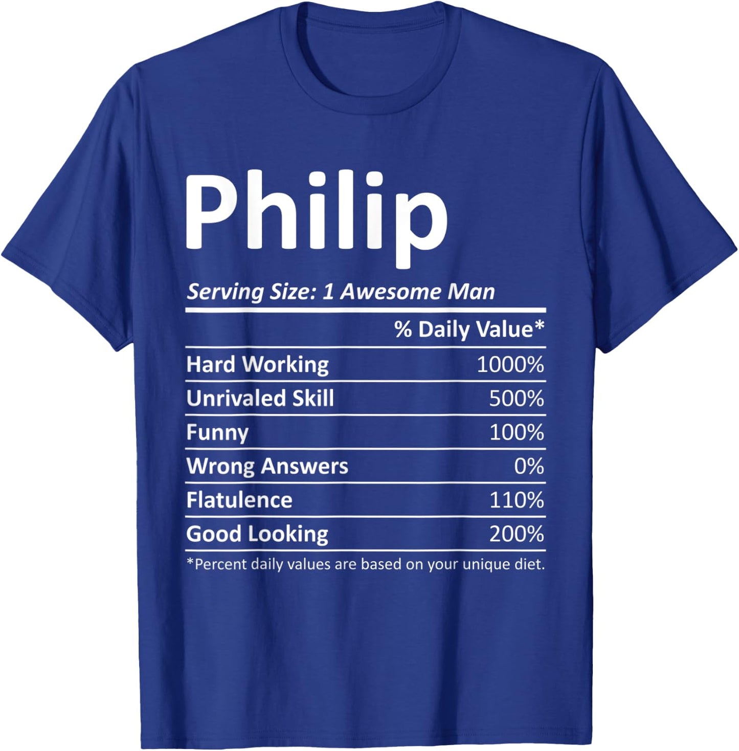 PHILIP Nutrition Funny Birthday Personalized Name Gift T-Shirt - T-Shirt | Royal