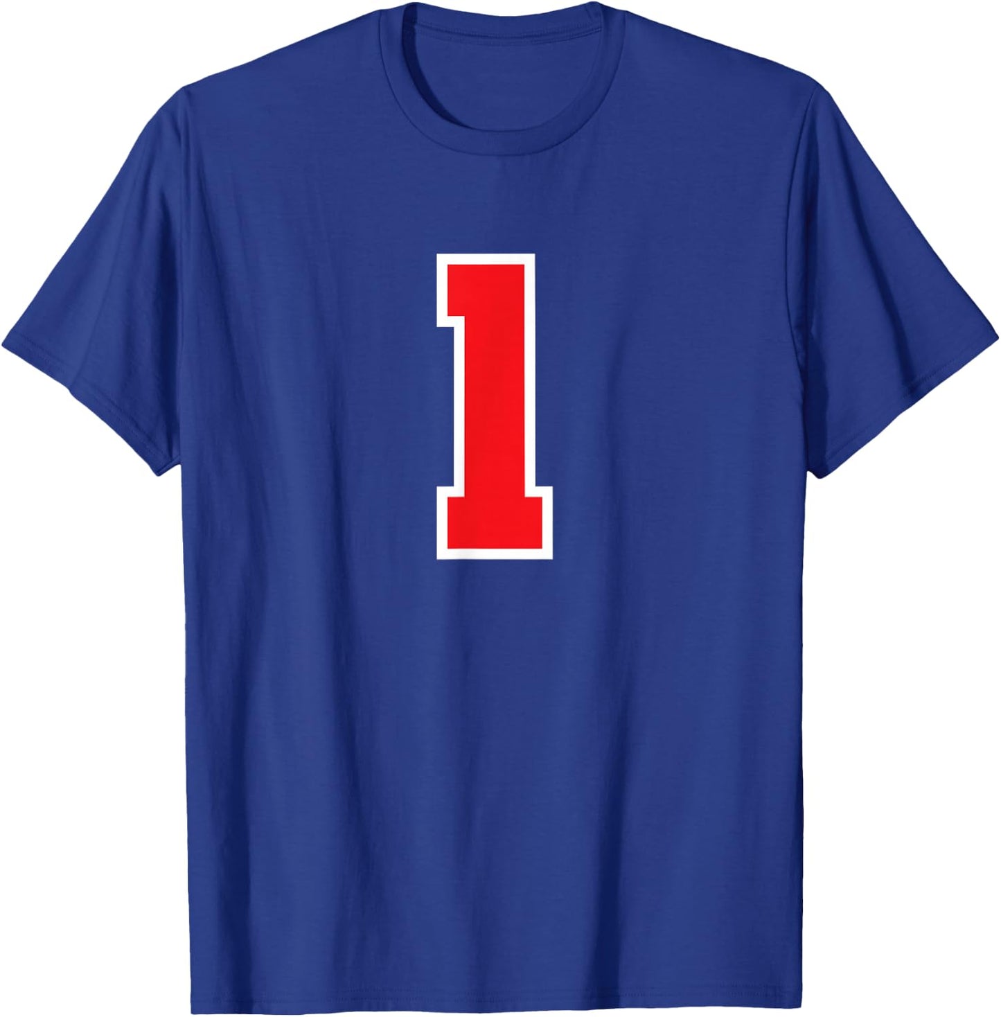 1 Sport White Red Plain Number T-Shirt - T-Shirt | Royal