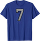 Number #7 Black Silver Varsity Number T-Shirt - T-Shirt | Royal