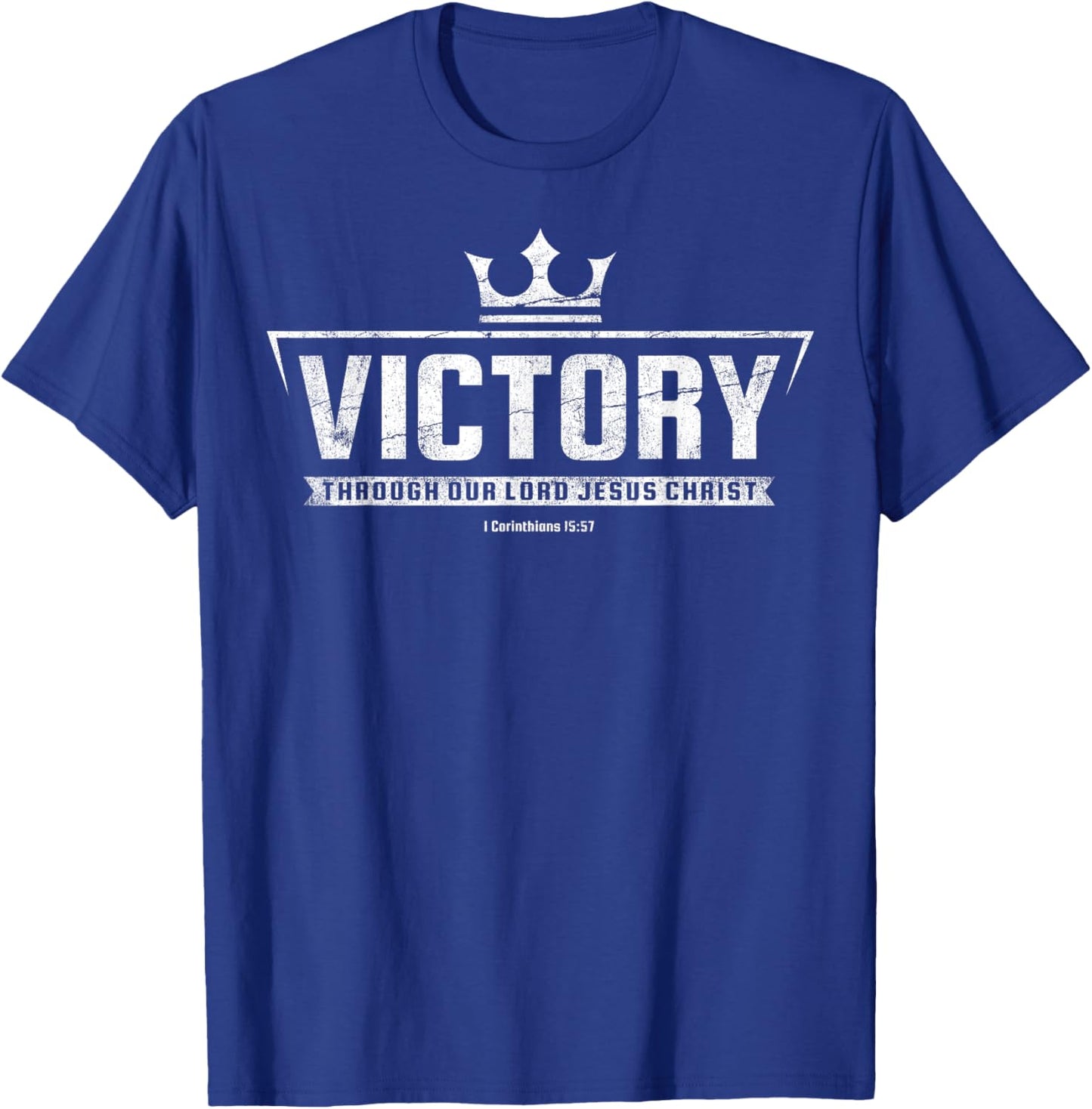 Christian T Shirt Men Kids Teens Victory In Jesus T-Shirt - T-Shirt | Royal