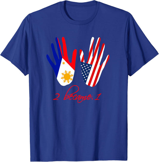 USA Philippines Flag T shirt American America Filipino Gift T-Shirt - T-Shirt | Royal