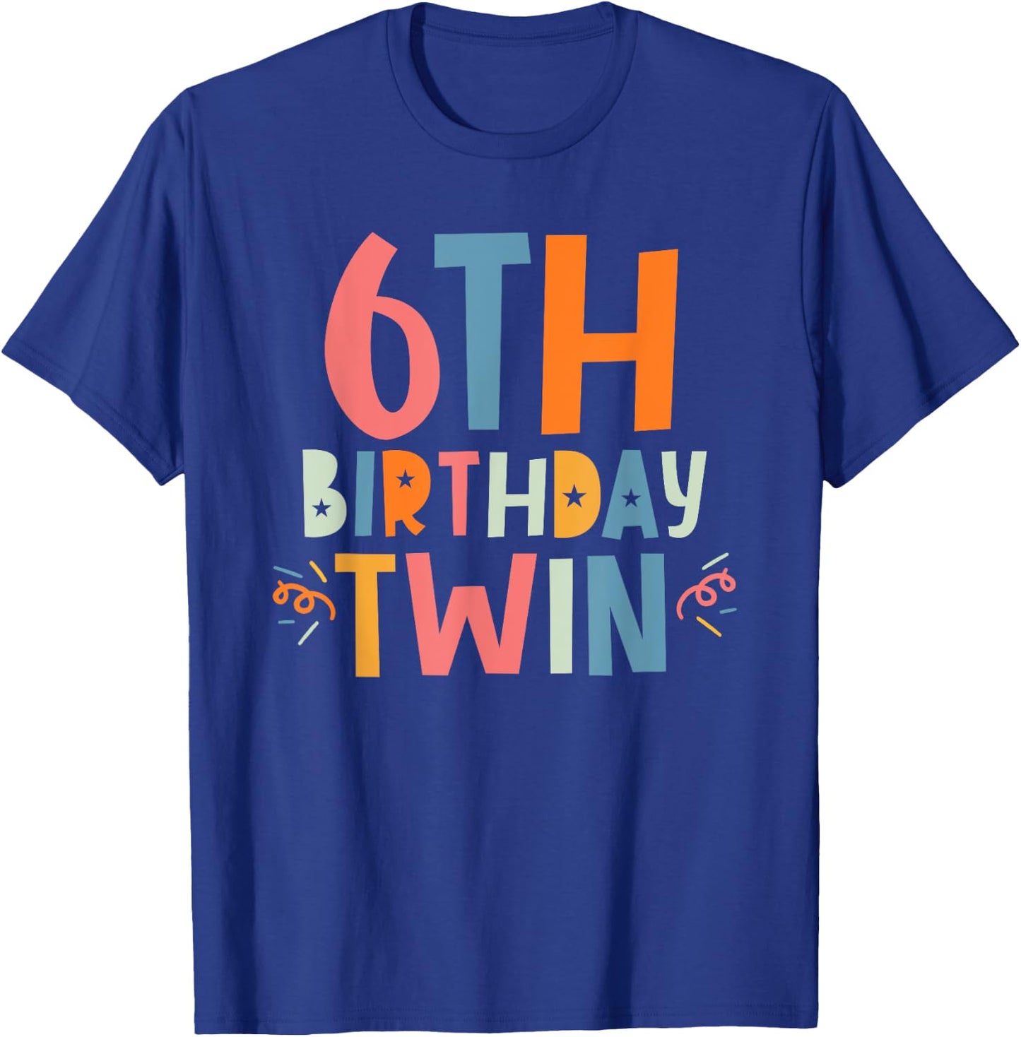 Twin 6th Birthday Boy Girl 6 Year Old Birthday Twins Party T-Shirt - T-Shirt | Royal