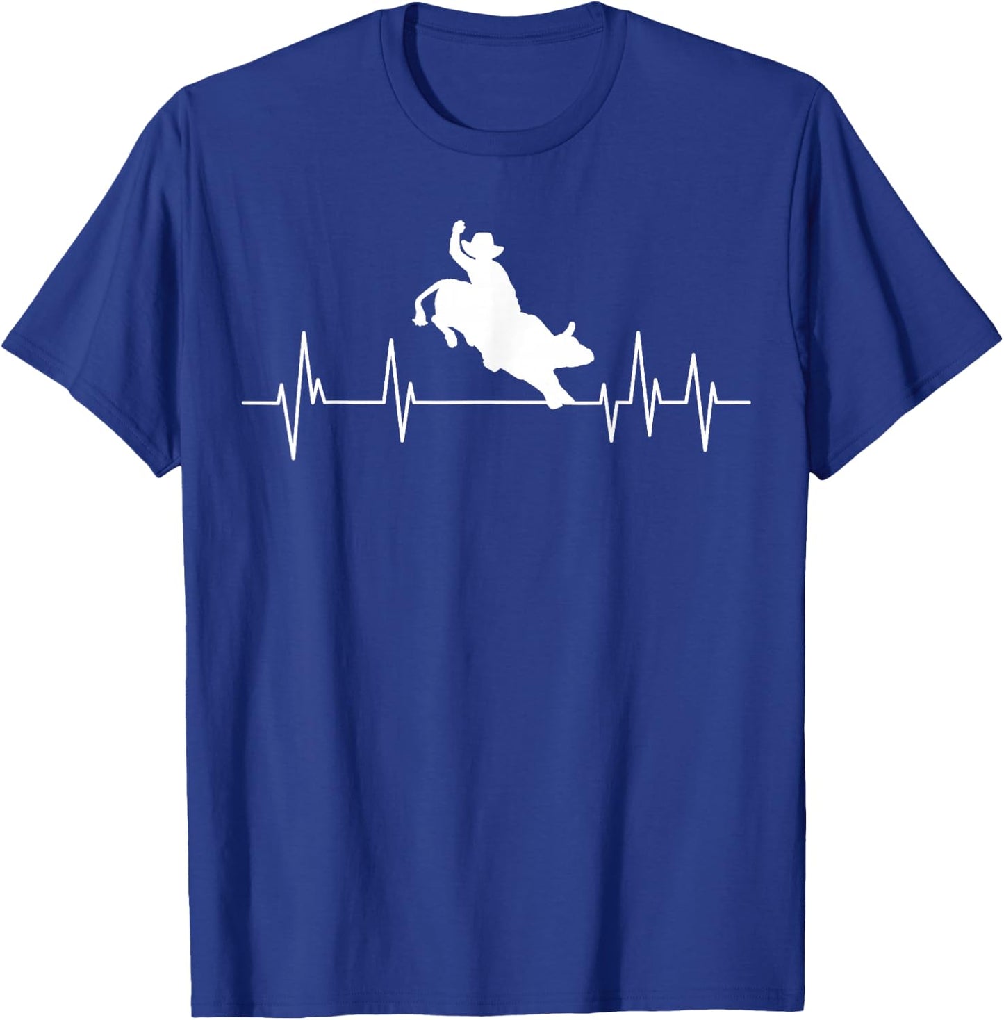 Bull Riding Heartbeat Cowboy Bull Rider Rodeo Sport T-Shirt - T-Shirt | Royal