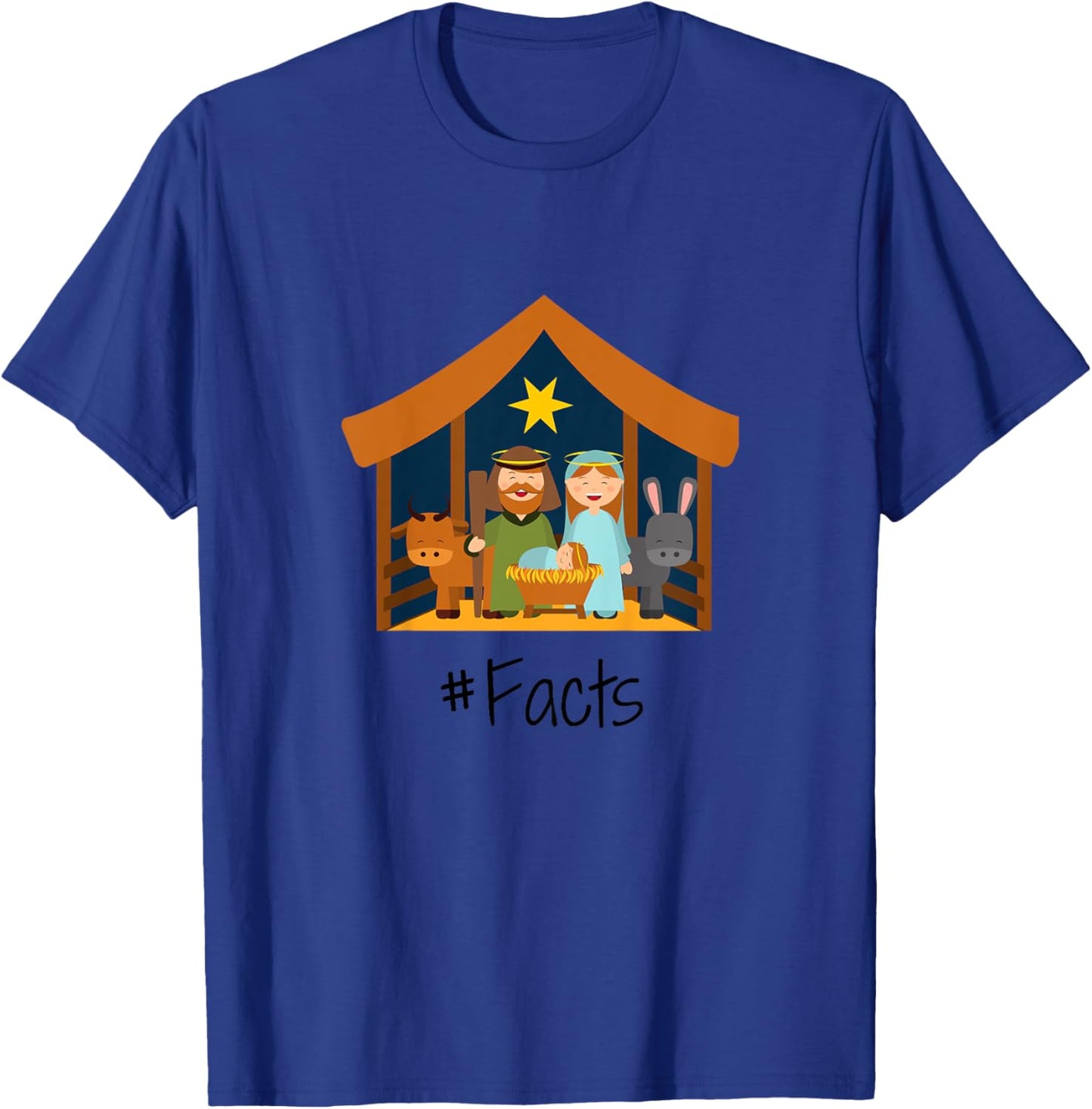 Kids Christmas Nativity Scene Manger Baby Jesus Mary Christian T-Shirt - T-Shirt | Royal