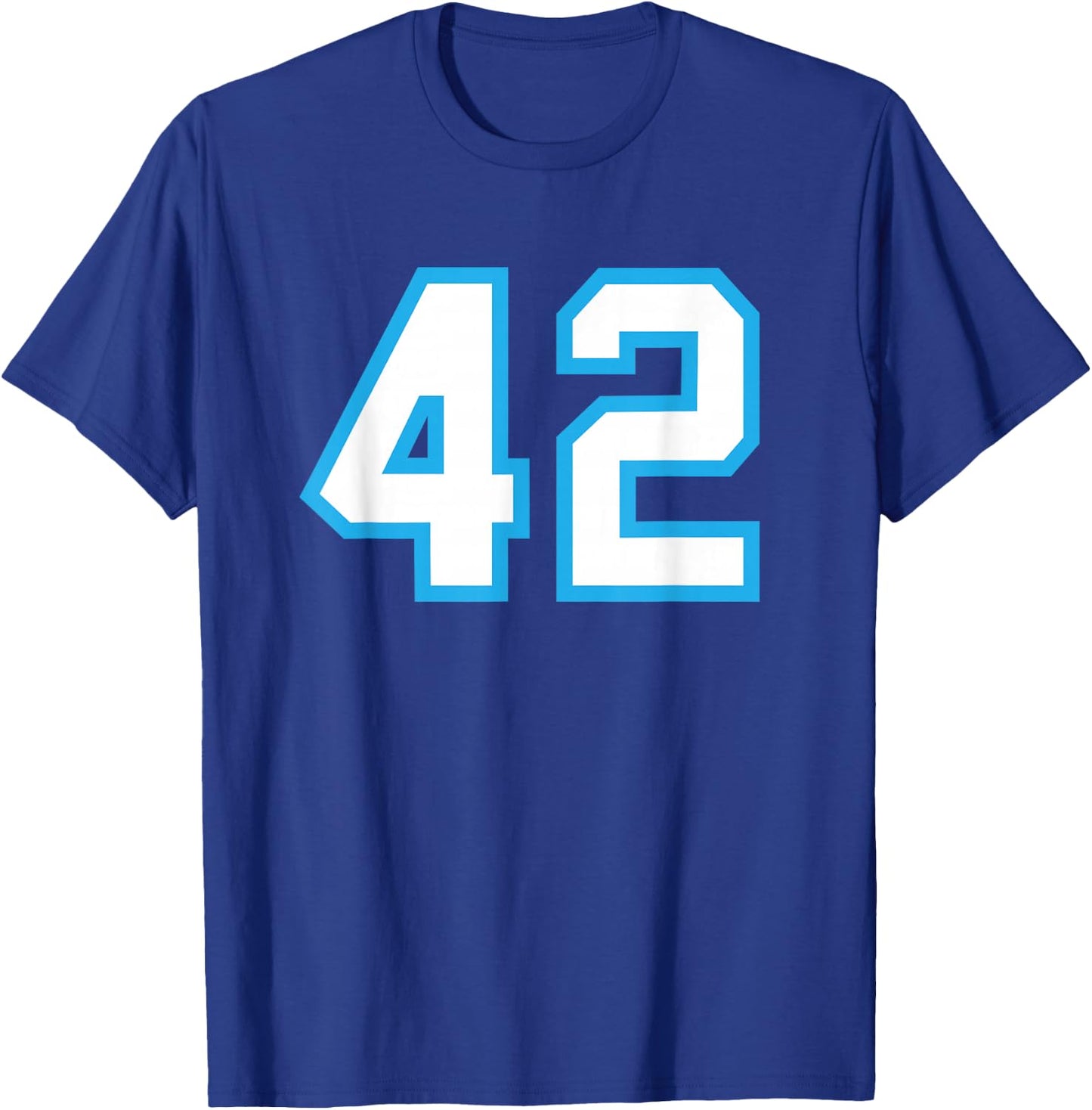Number #42 White Blue Number T-Shirt - T-Shirt | Royal