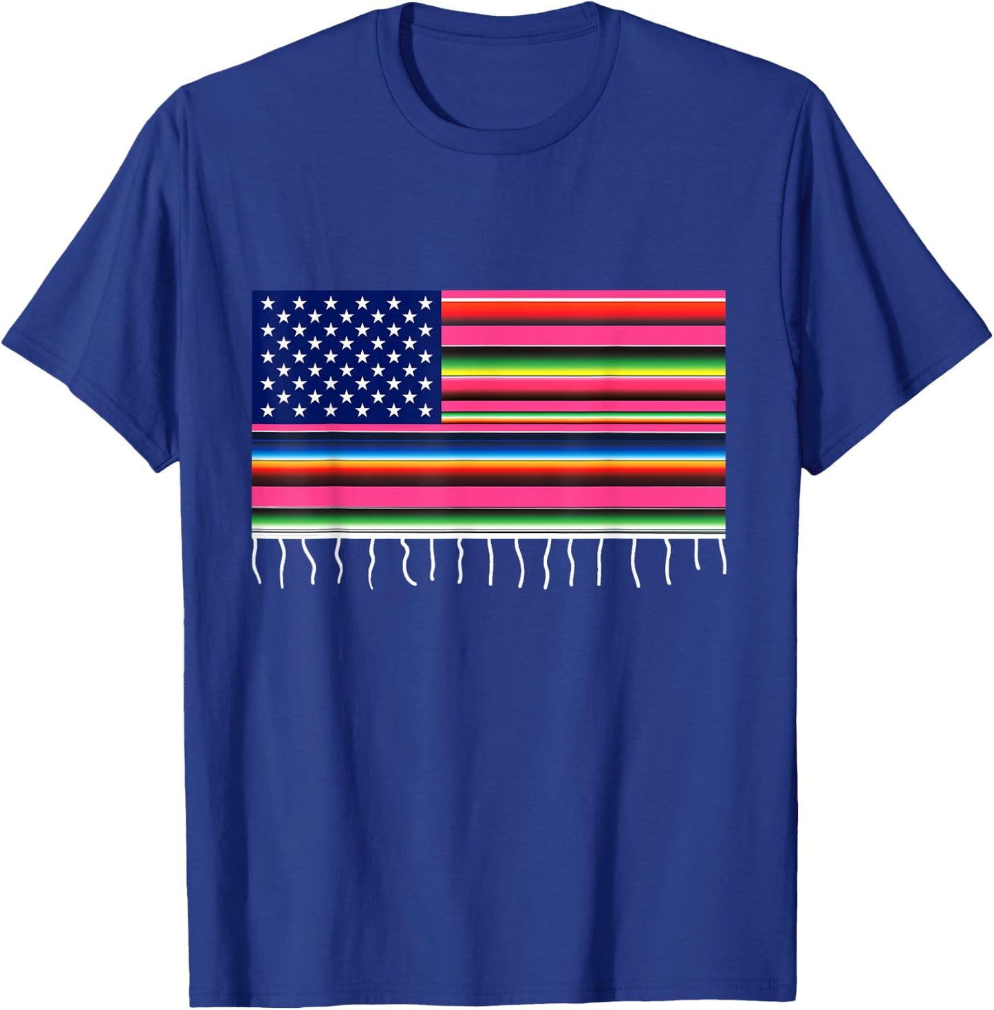 Mexican American Flag USA Serape Cinco De Mayo Party Kids Men T-Shirt - T-Shirt | Royal