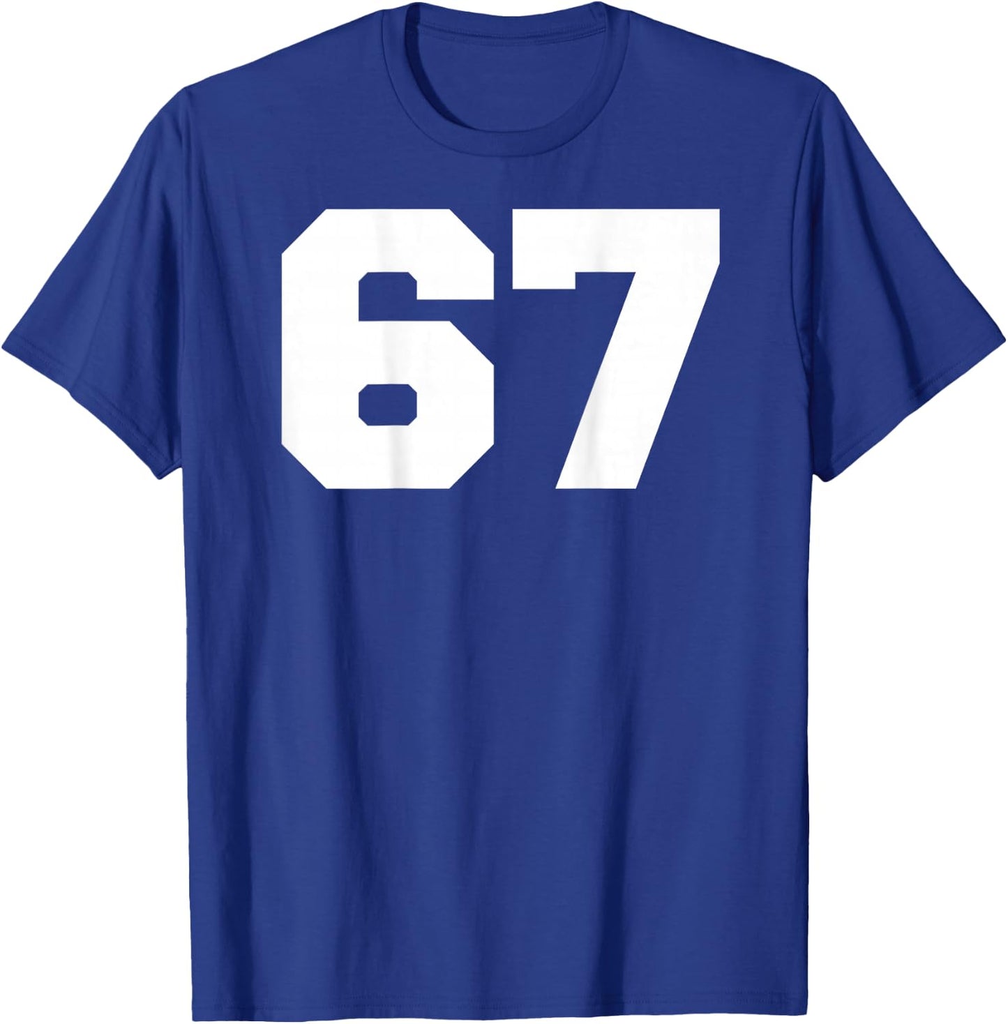 Number 67 Sports Jersey Player #67 Fan Back Print Varsity T-Shirt - T-Shirt | Royal