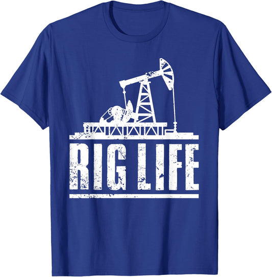 Funny Oil Rig Art Men Dad Oil Field Roughneck Rig Operator T-Shirt - T-Shirt | Royal