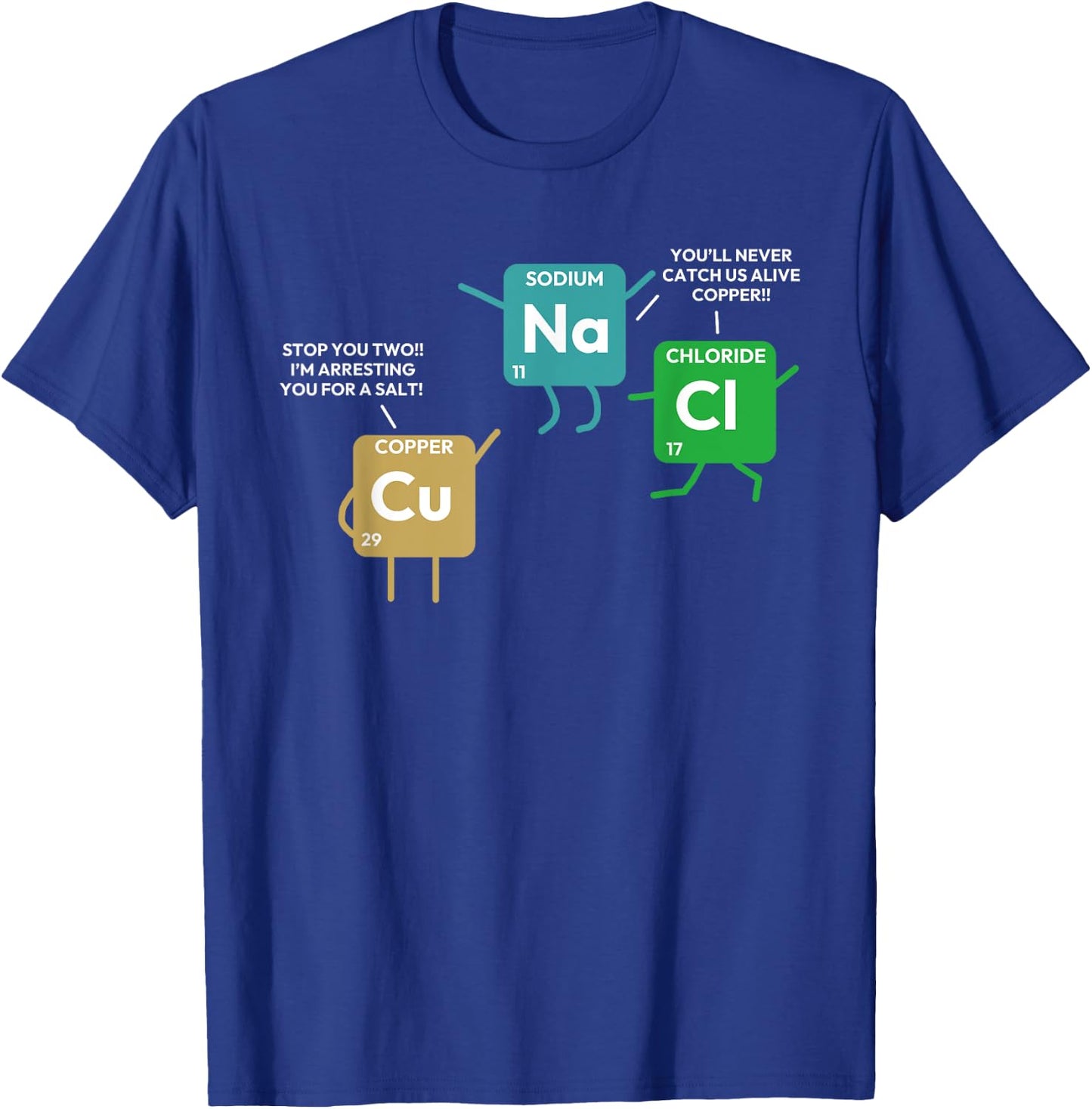 Funny Chemistry Periodic Table Elements Copper Police T-Shirt - T-Shirt | Royal