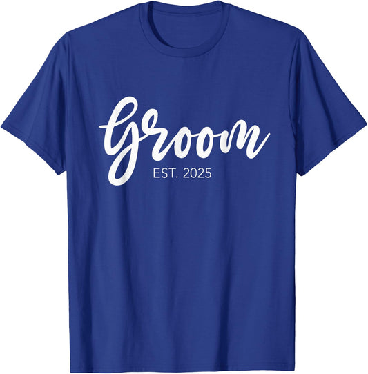 Wedding & Couple Matching Gift Shop & more Black Groom Est. 2025 Groom Gift T-Shirt - T-Shirt | Royal